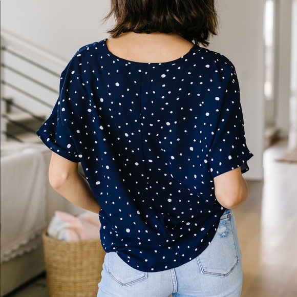 On the Dot Blouse in Navy - Picture 4 of 8